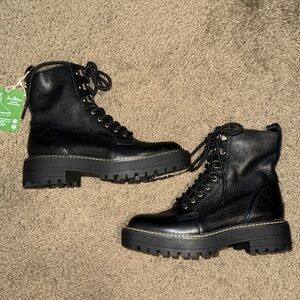 Sam Edelman Black Lue Lace-Up Combat Booties